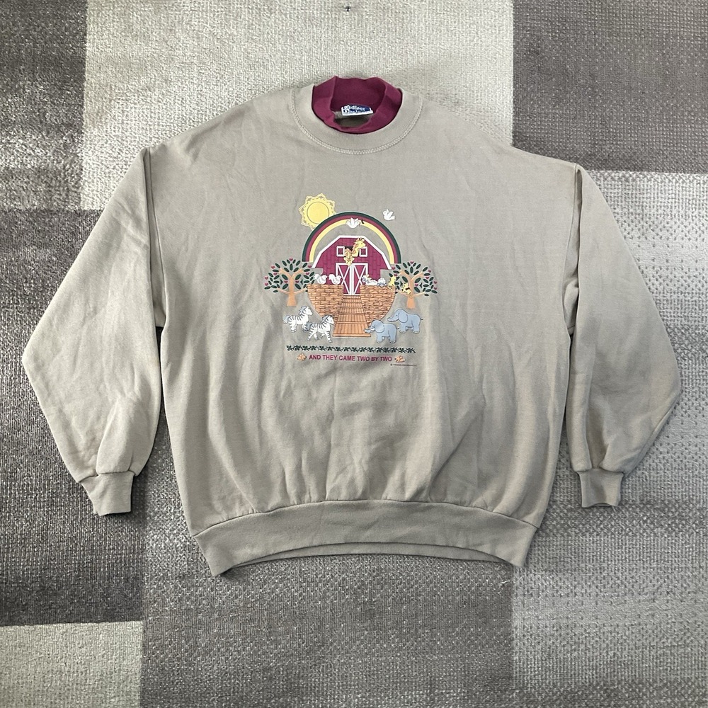 Vintage Noahs‎ Arc Religious Christian Sweatshirt Single Stitch Womens Brown